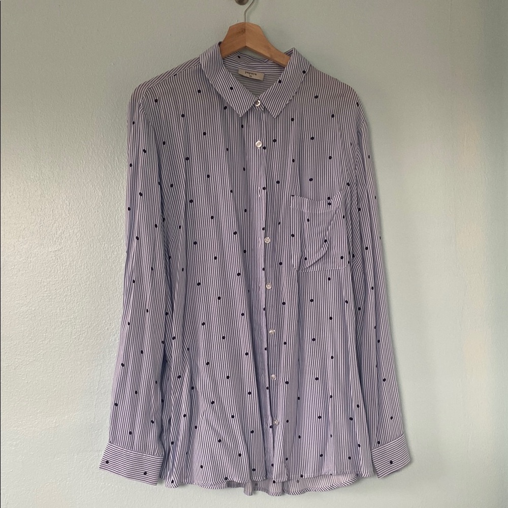 Papaya Blue Striped Boyfriend Shirt
